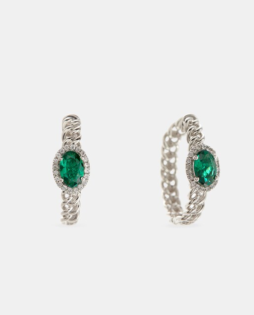 Pendientes de oro, diamante y esmeralda