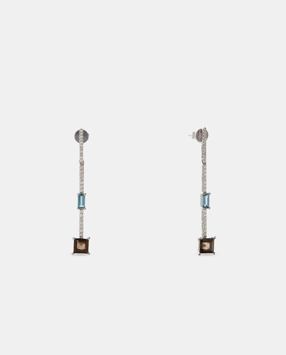 Pendientes de oro, diamantes, topacio y cuarzo - El Corte Inglés - Marrón Marrón-1