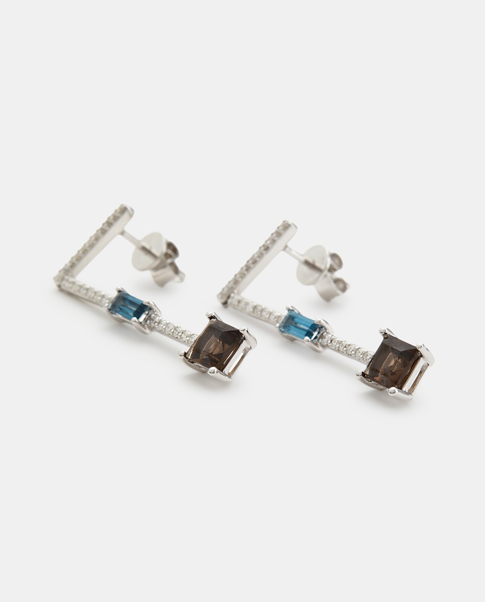 Pendientes de oro, diamantes, topacio y cuarzo - El Corte Inglés - Marrón Marrón-2