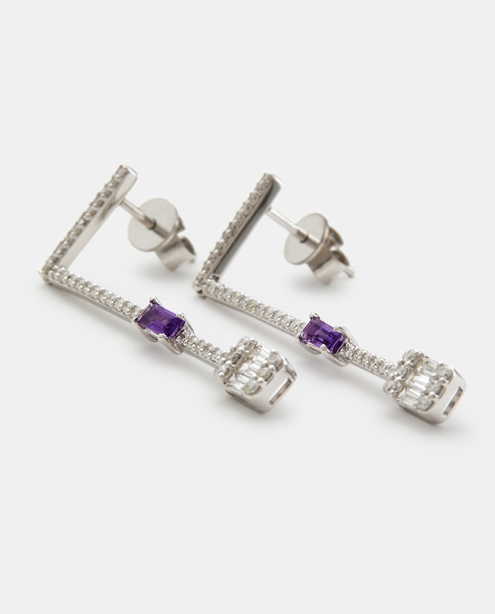 Pendientes de oro, diamantes y amatista - El Corte Inglés - Morado Morado-2