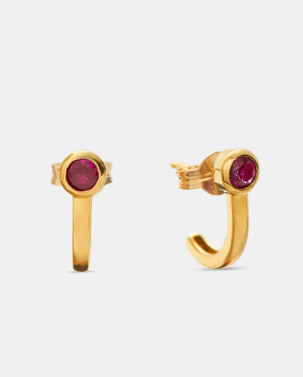 Pendientes de aro de oro con rubí - El Corte Inglés - Rojo Rojo-1