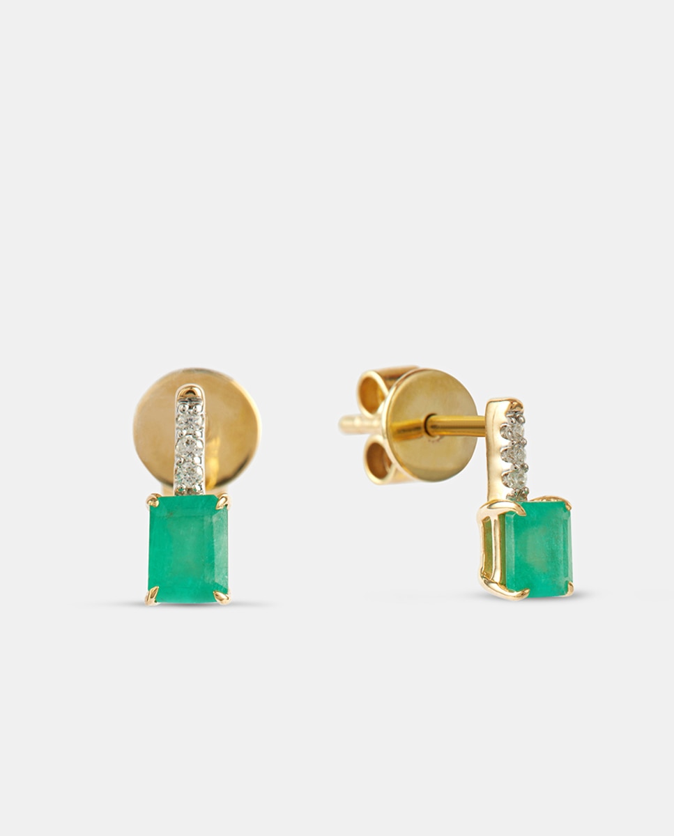 Imagen 0 de Pendientes de oro, diamantes y esmeralda Verde