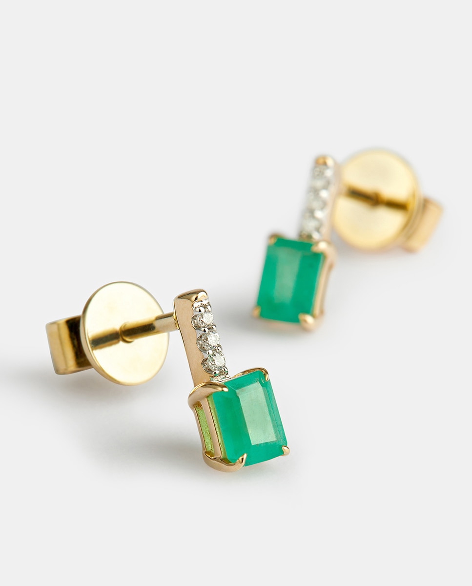 Pendientes de oro, diamantes y esmeralda - El Corte Inglés - Verde Verde-2