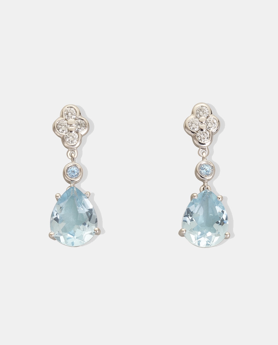El Corte Inglés - Pendientes de oro, diamantes y topacio.