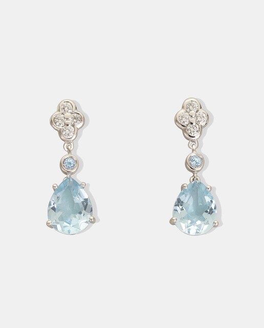 Pendientes de oro, diamantes y topacio