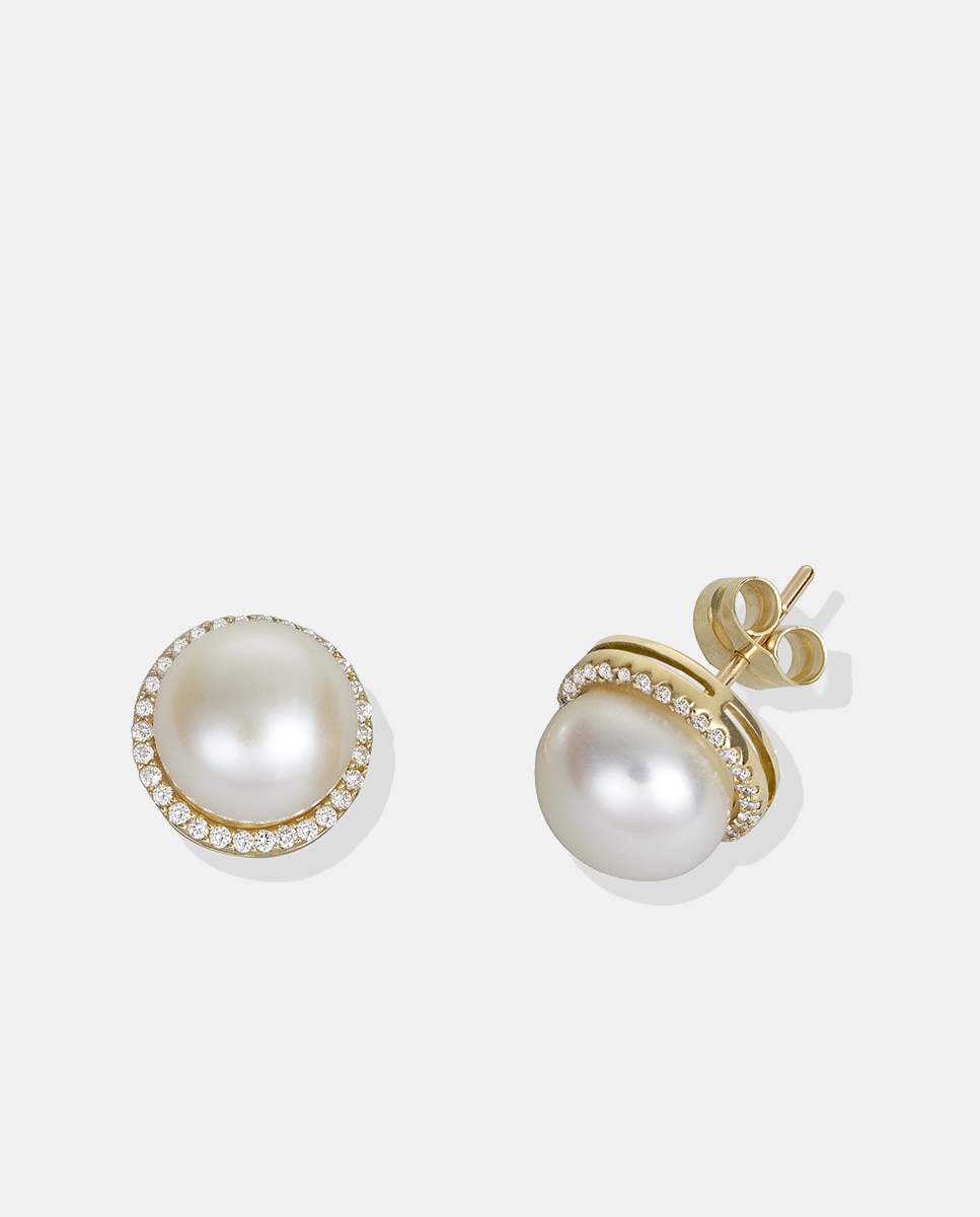 Pendientes de oro, diamantes y perla - El Corte Inglés - Blanco Blanco-1