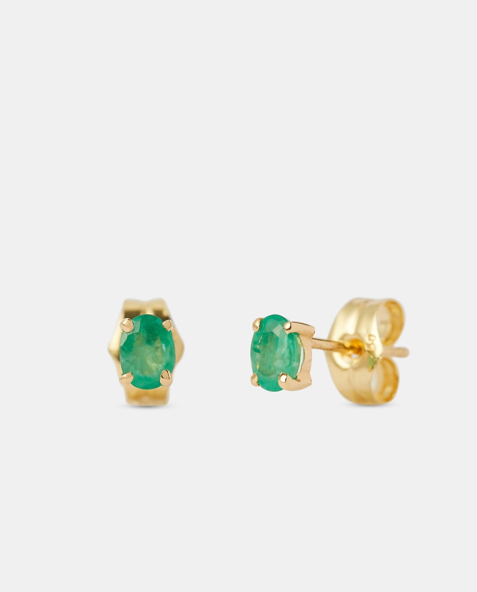 Pendientes de oro y esmeralda Verde-1