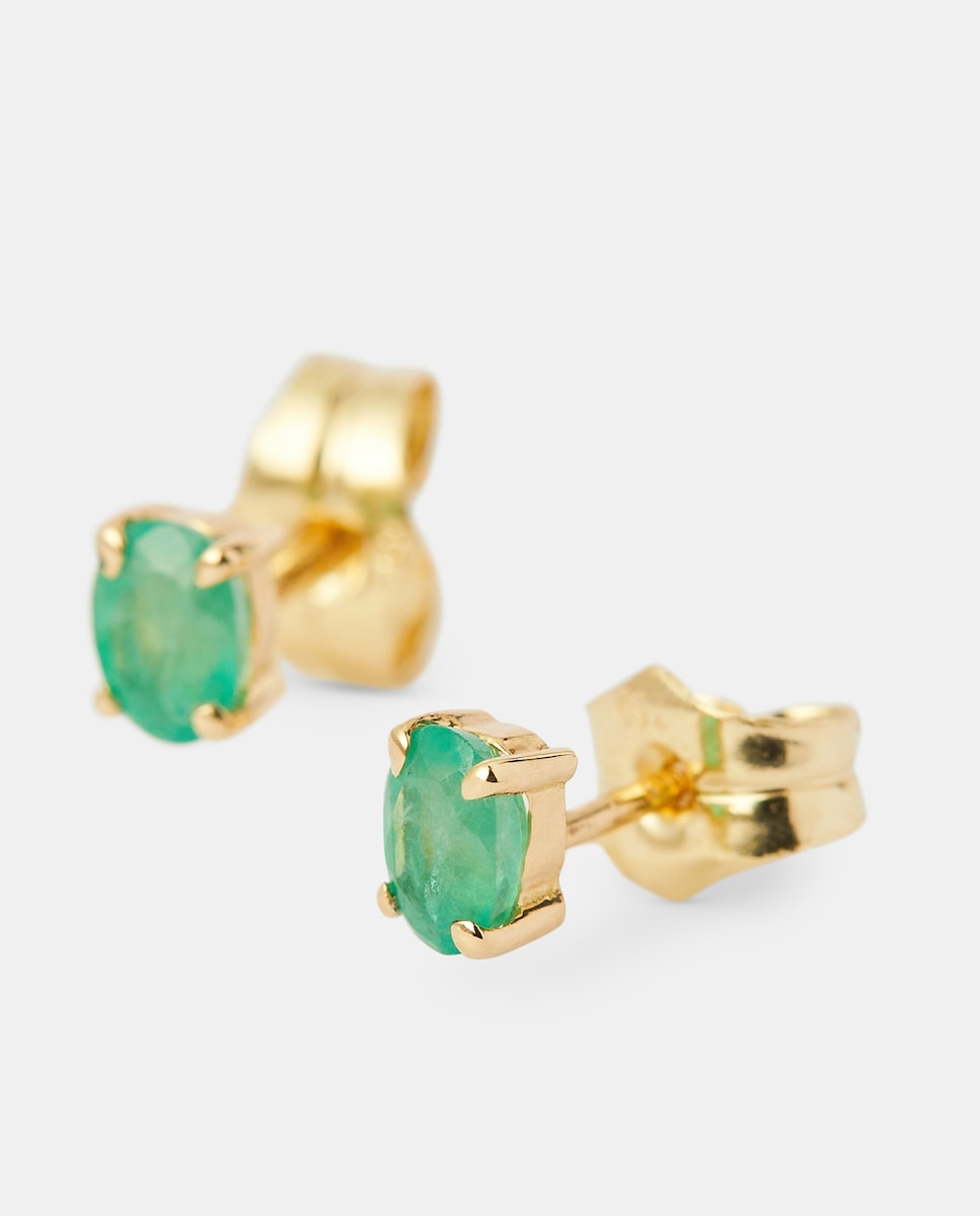 Pendientes de oro y esmeralda Verde-2