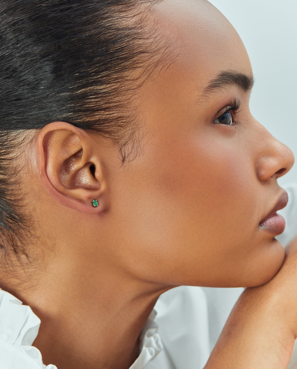 Pendientes de oro y esmeralda Verde-3