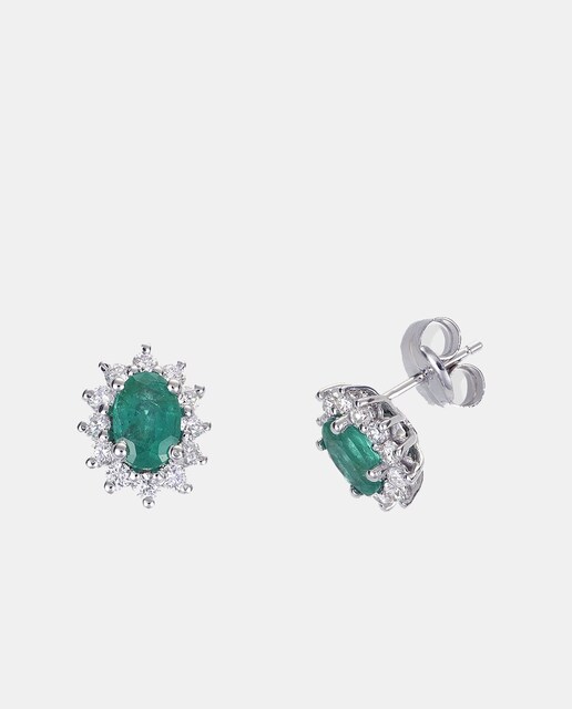 Pendientes de oro, diamantes y esmeralda