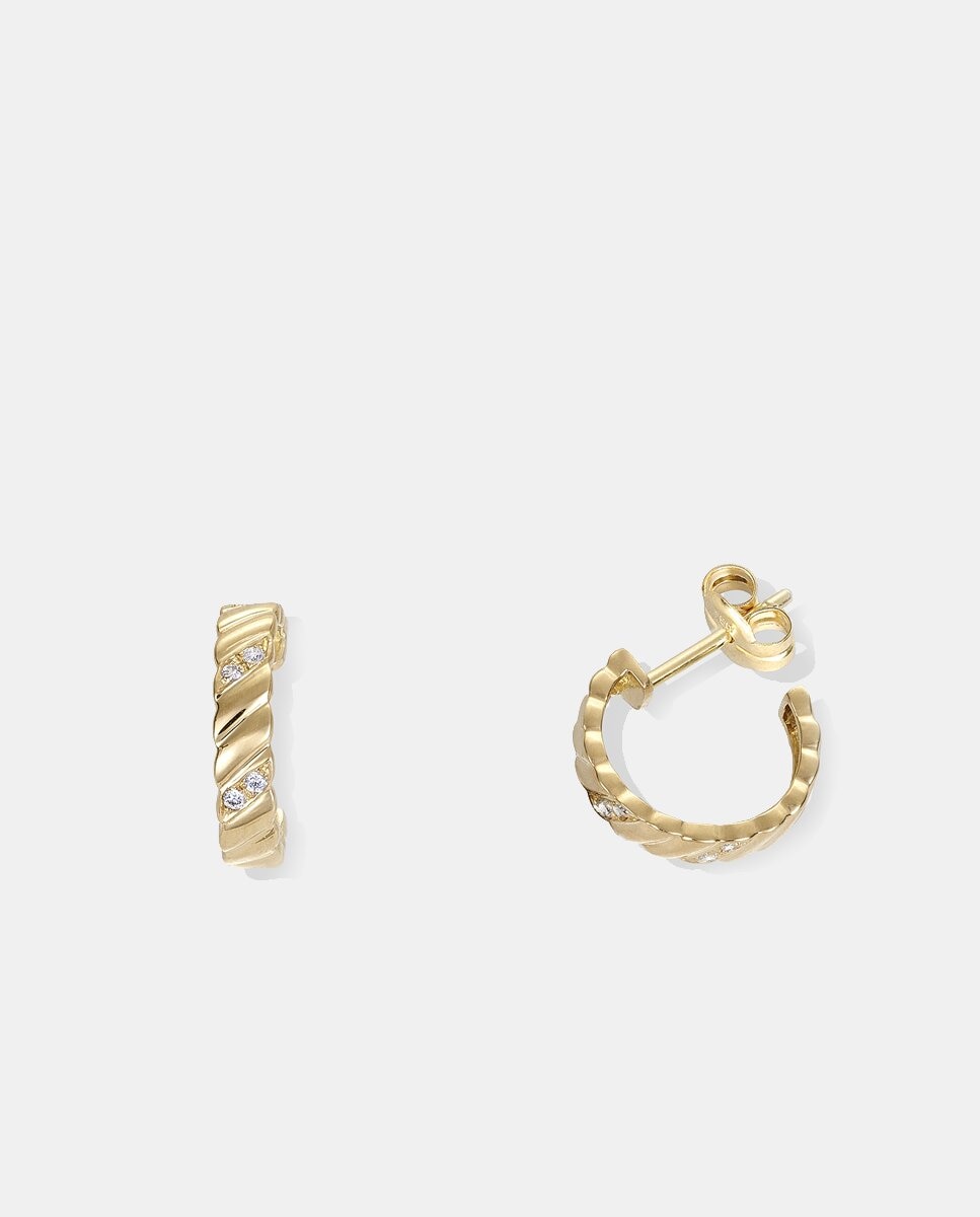 El Corte Inglés - Pendientes de aro de oro y diamantes.