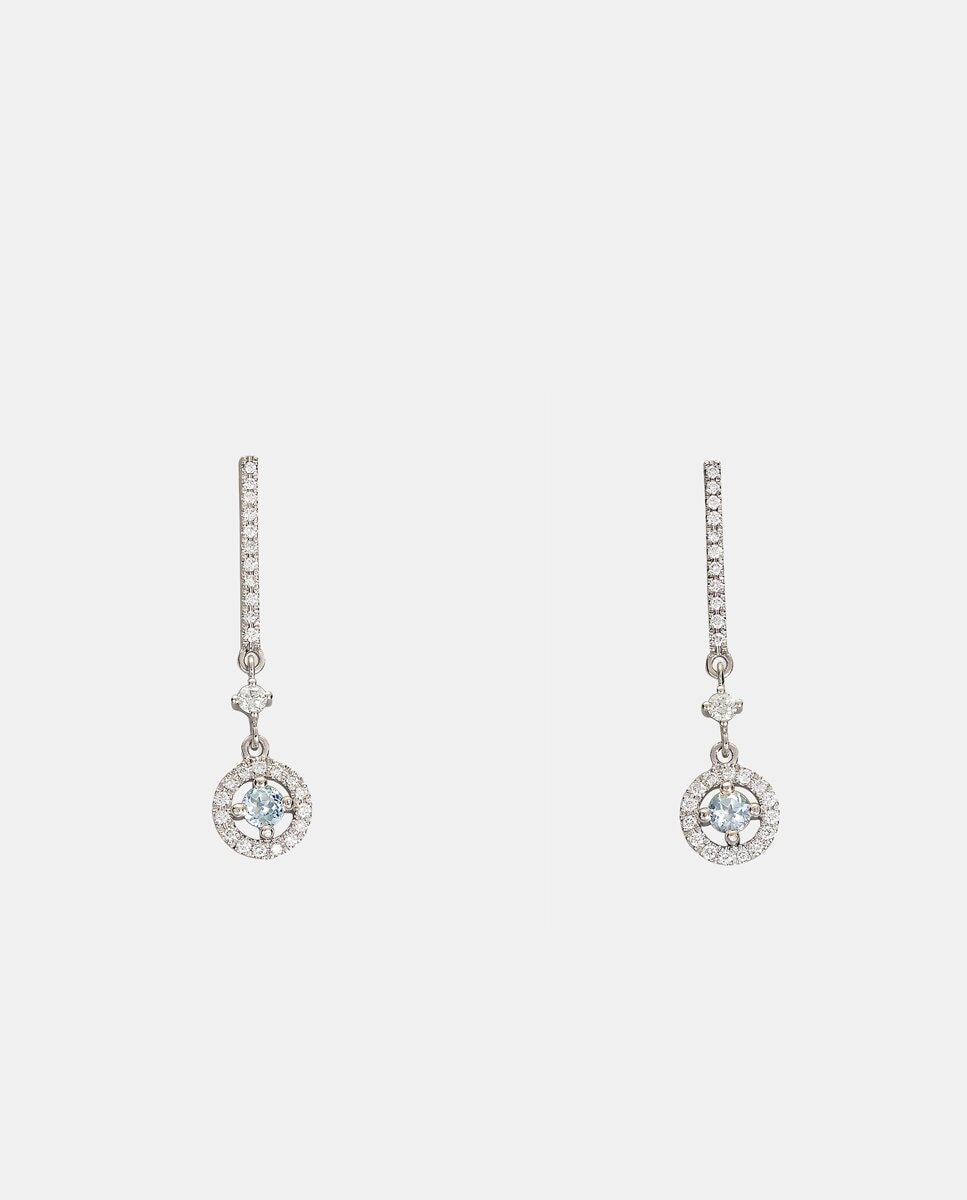 El Corte Inglés - Pendientes de oro con diamantes y topacios azules.