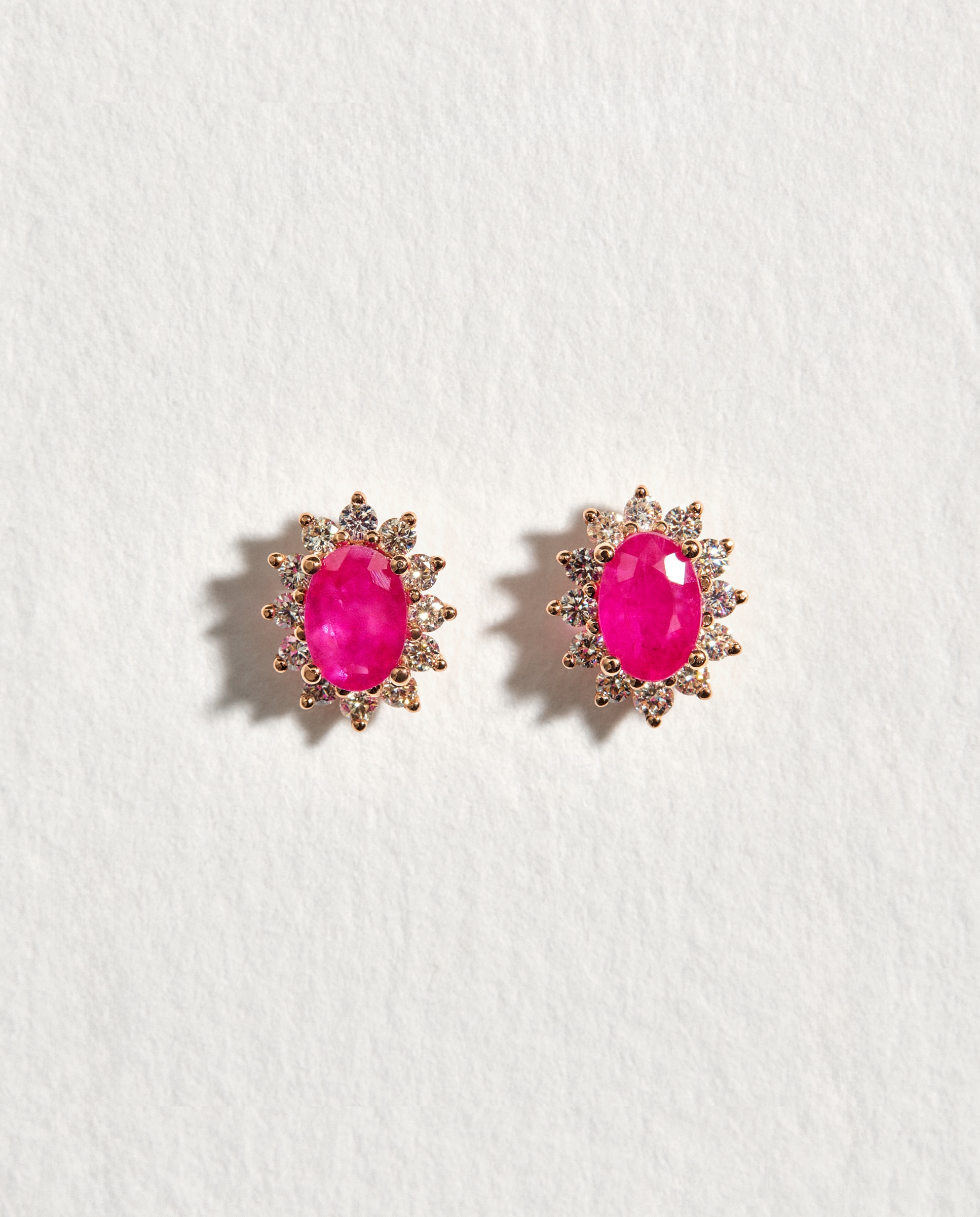 Pendientes de oro con diamante y rubí - El Corte Inglés - Rojo Rojo-1