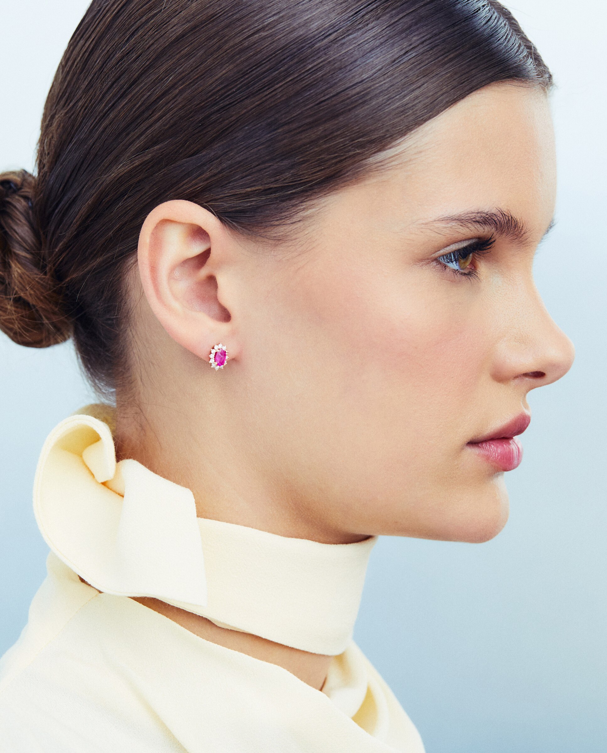 Pendientes de oro con diamante y rubí - El Corte Inglés - Rojo Rojo-3