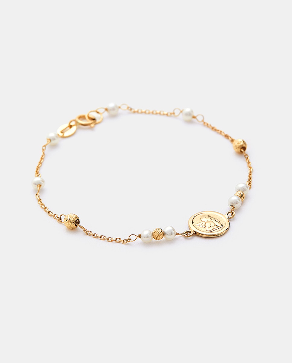 Pulsera Ángel de oro y perla - El Corte Inglés - Blanco Blanco-1