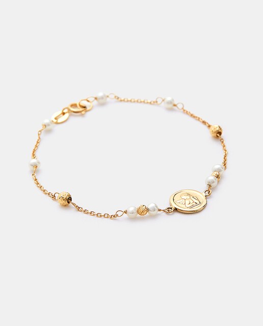 Pulsera Ángel de oro y perla