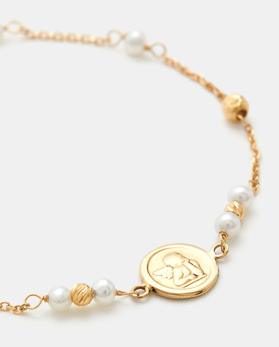 Pulsera Ángel de oro y perla - El Corte Inglés - Blanco Blanco-2