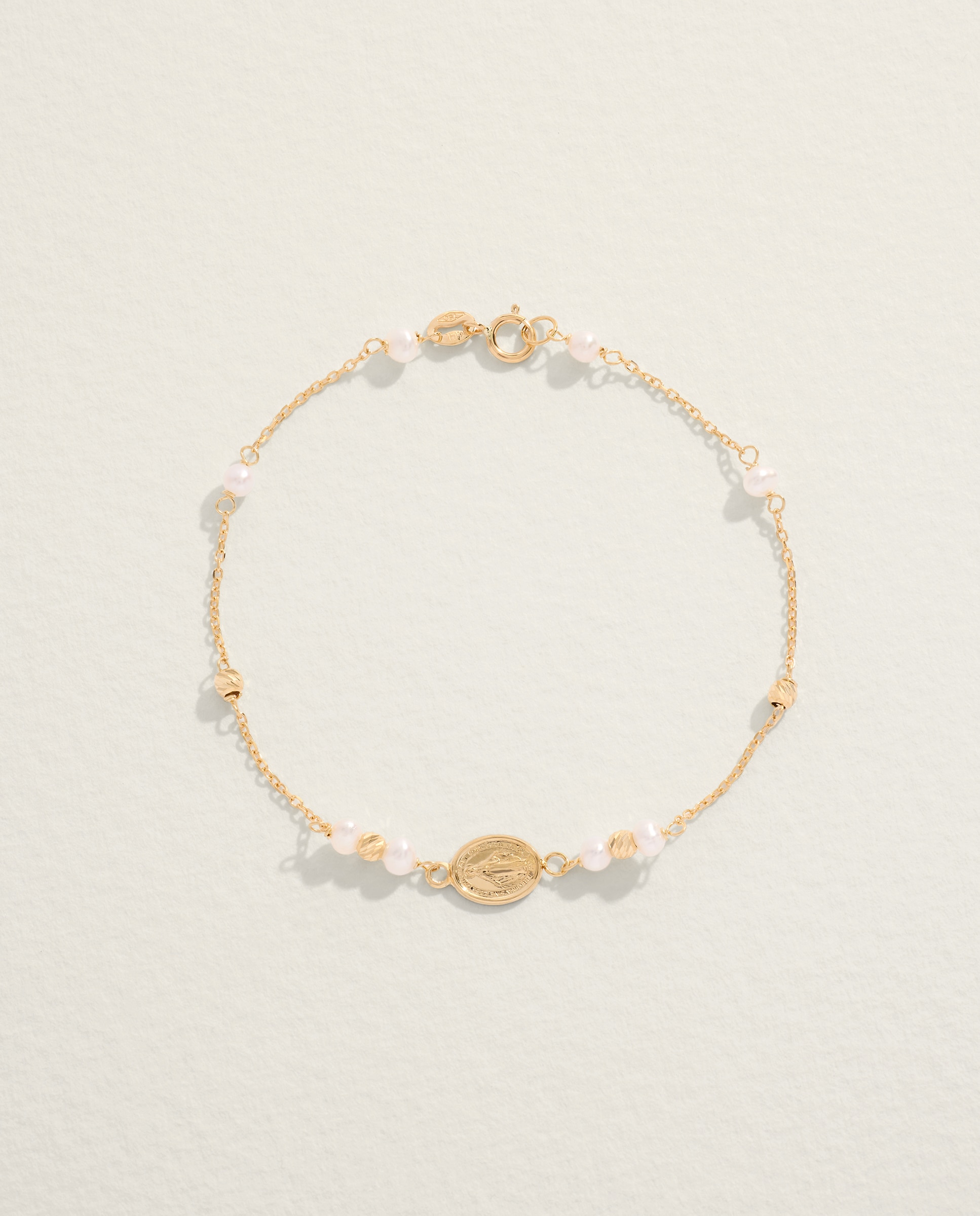 Pulsera Virgen de oro y perla - El Corte Inglés - Blanco Blanco-1
