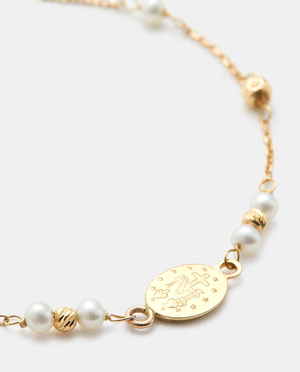 Pulsera Virgen de oro y perla - El Corte Inglés - Blanco Blanco-2