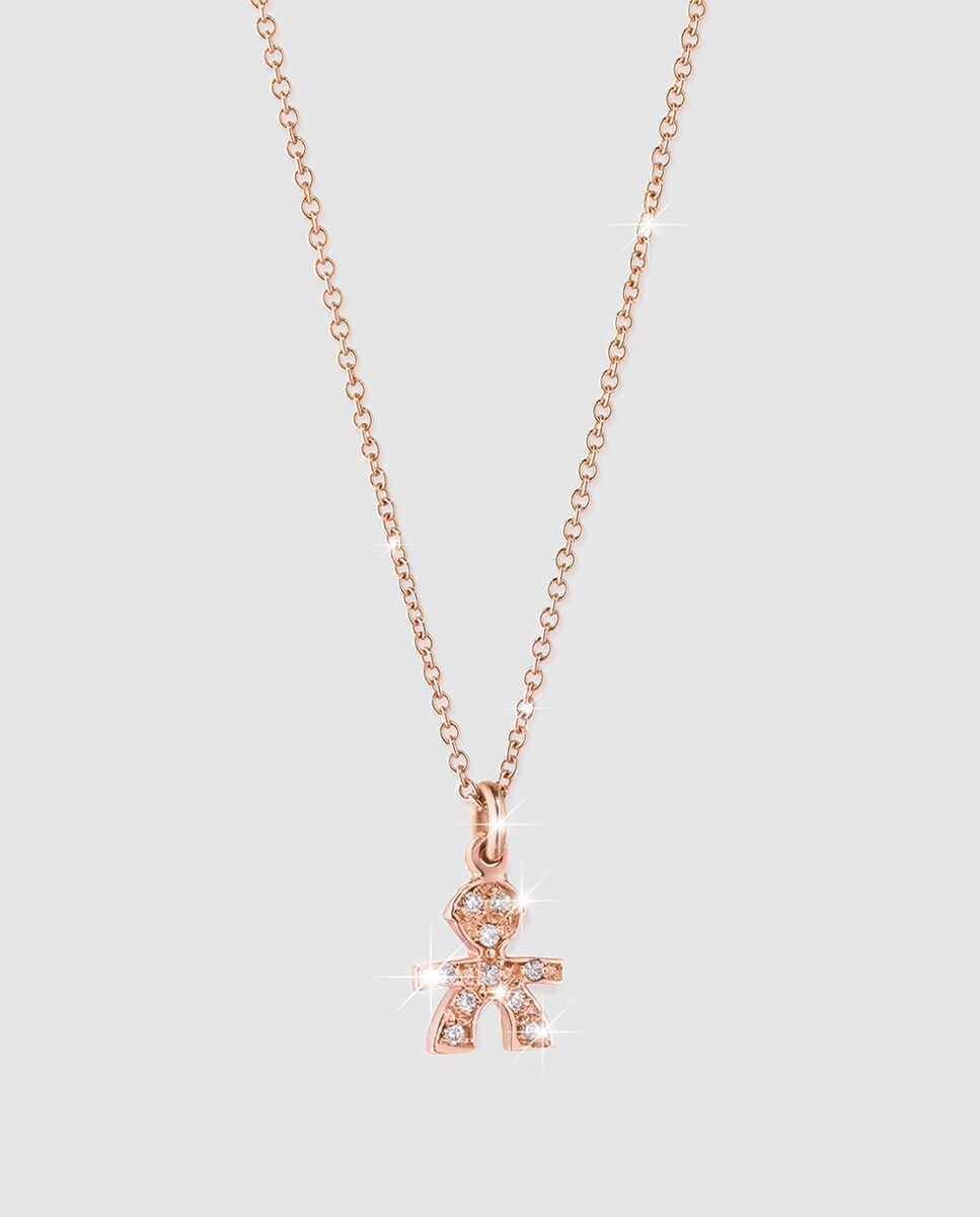Pingente de rapaz em ouro rosa e diamantes LeBebé Branco-1