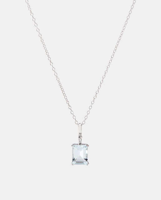 Colgante de oro, diamantes y aguamarina