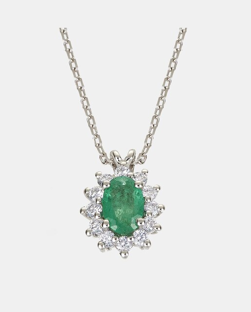 Colgante de oro, diamantes y esmeralda