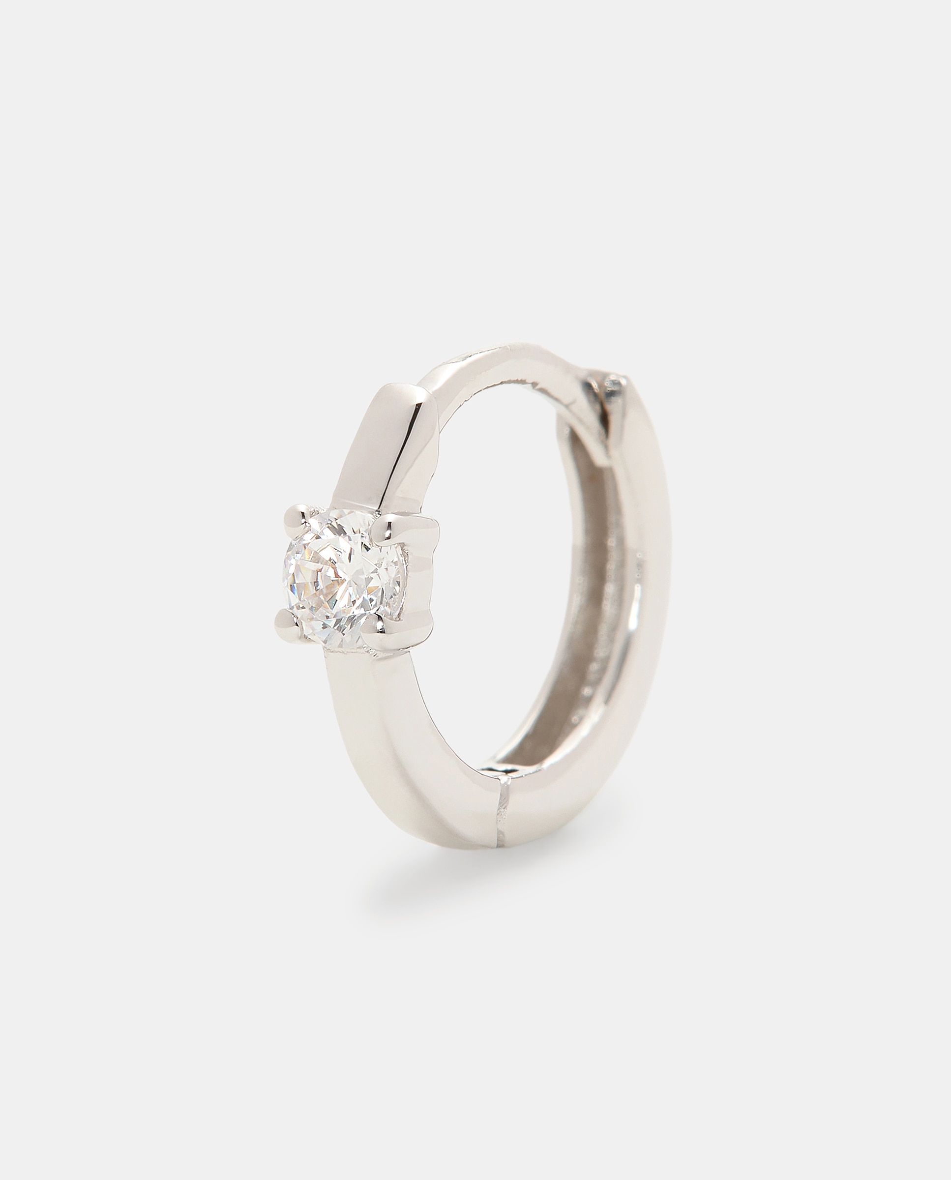 Imagen 1 de Pendiente de aro individual de oro y diamantes Blanco