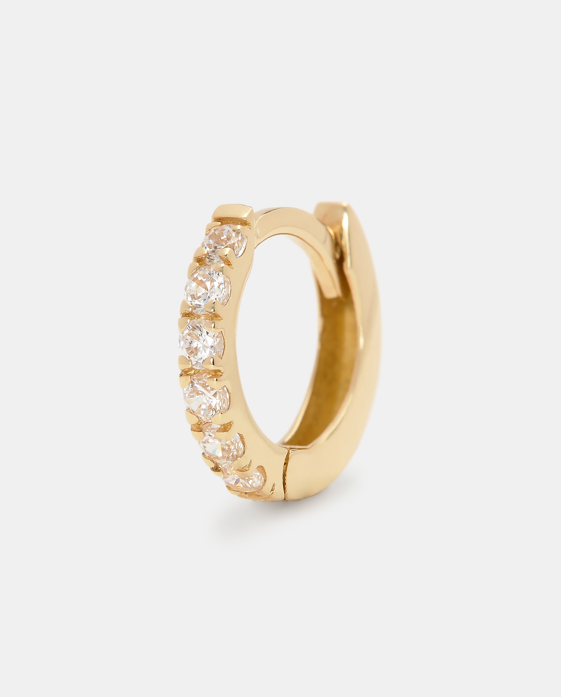 El Corte Inglés - Pendiente de aro individual Mini de oro y diamantes.