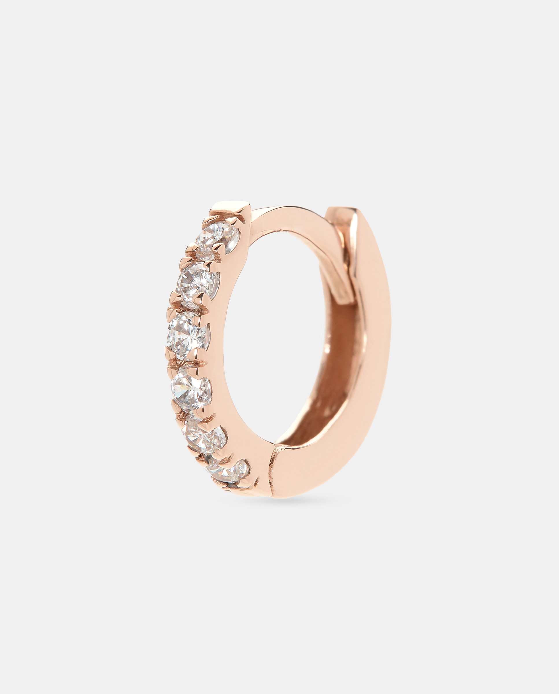 Imagen 1 de Pendiente de aro individual Mini de oro y diamantes - El Corte Inglés - Blanco Blanco