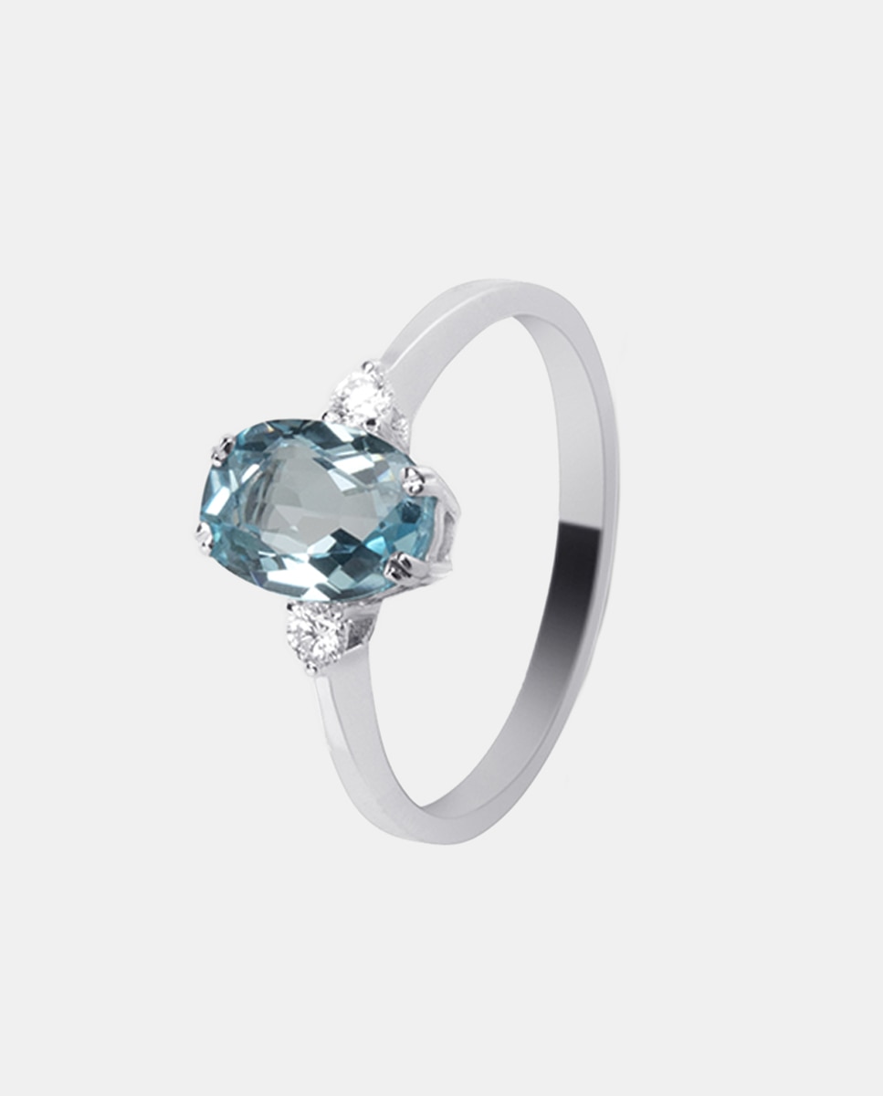 Anillo de oro con diamantes y topacio Sky - El Corte Inglés - Azul Azul-1