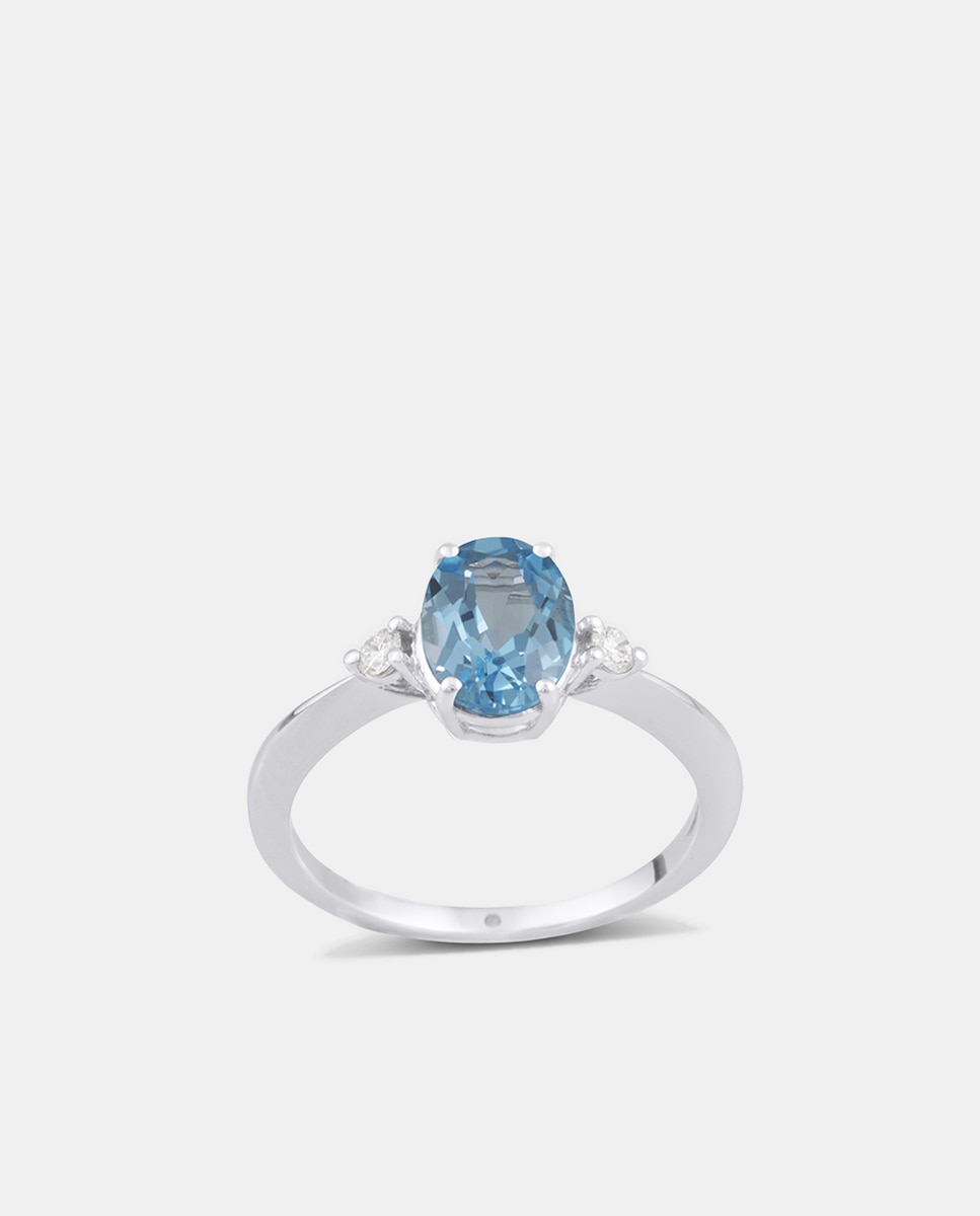 Imagen 1 de Anillo de oro, diamantes y topacio Swiss Blue - El Corte Inglés - Azul claro Azul claro