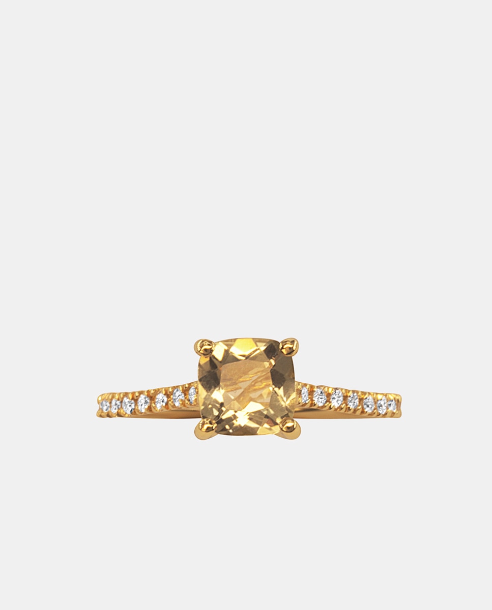 El Corte Inglés - Anillo de oro, diamante y cuarzo lemon.