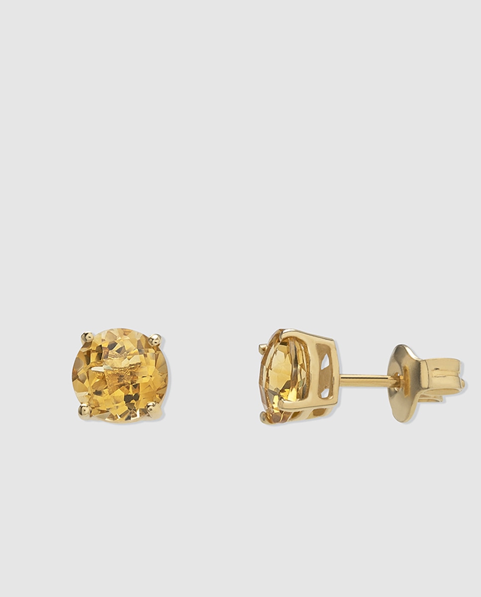 El Corte Inglés - Pendientes Black & White de oro con citrino.
