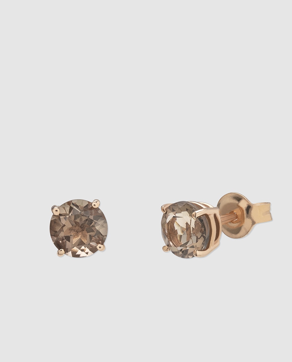 El Corte Inglés - Pendientes Black & White de oro con cuarzo fumé.