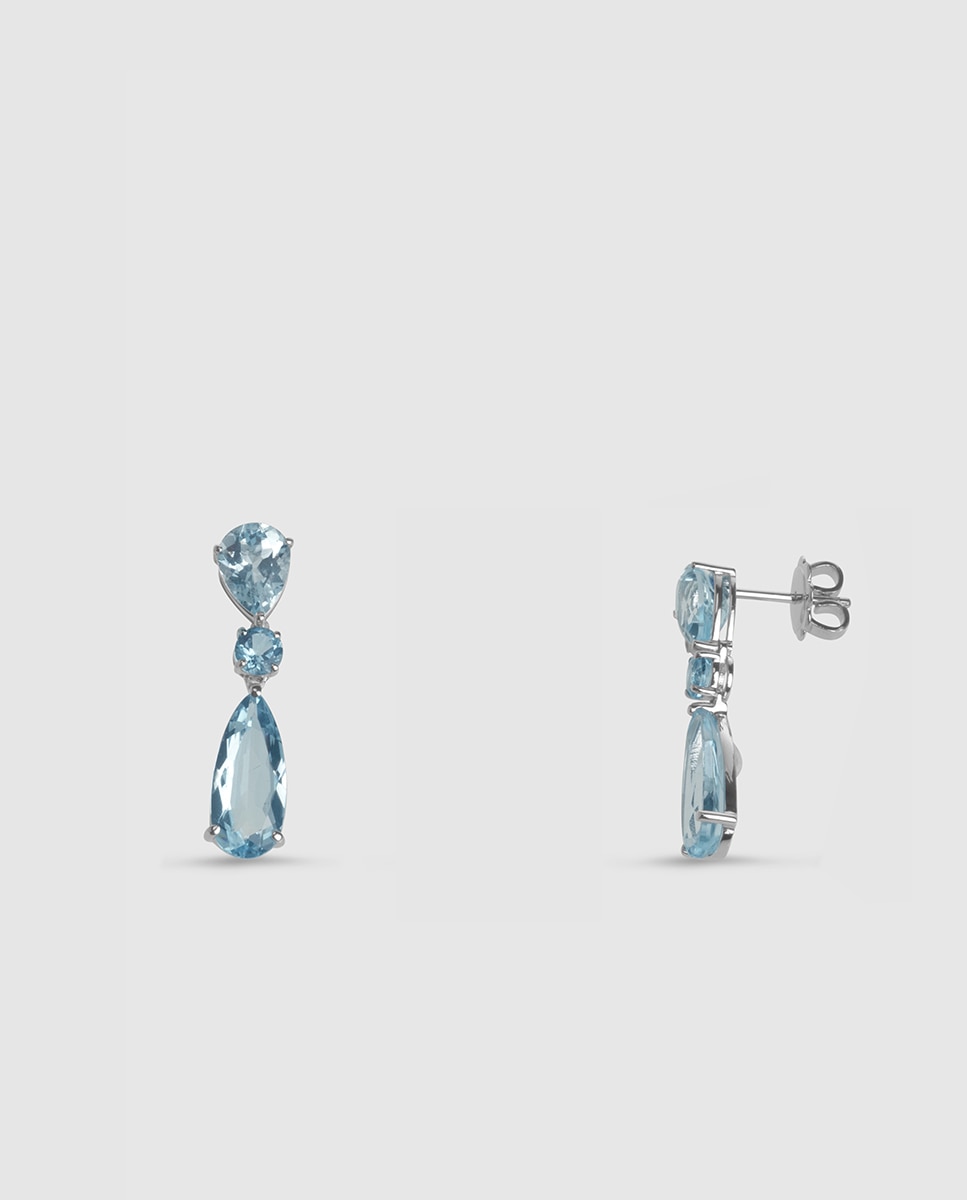 El Corte Inglés - Pendientes Black & White de oro con topacio Sky y London Blue.