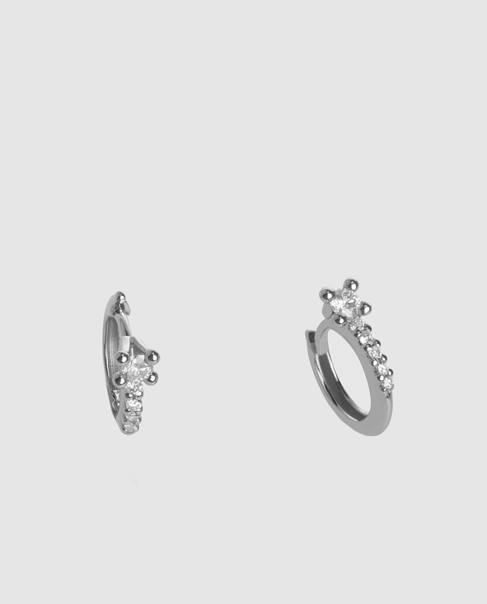 Pendientes de aro Black & White de oro y diamantes - El Corte Inglés - Blanco Blanco-1