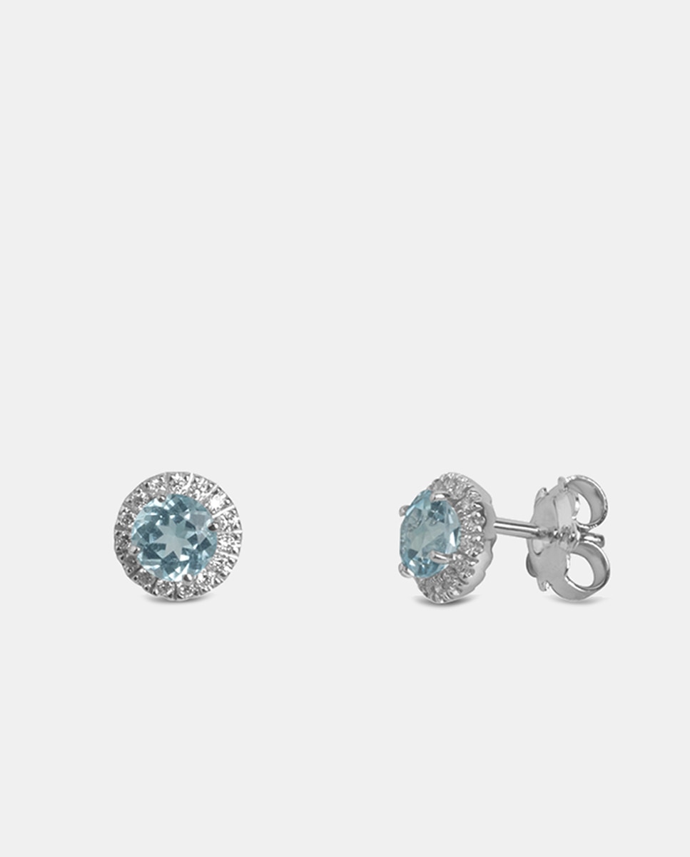 El Corte Inglés - Pendientes de oro con diamantes y topacio Sky.