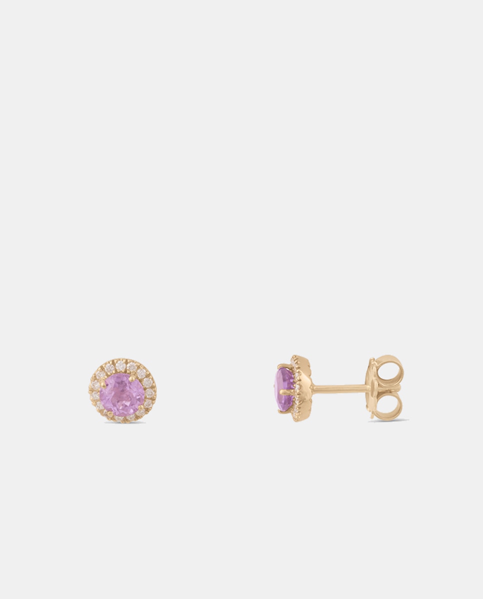El Corte Inglés - Pendientes de oro, diamantes y amatista.