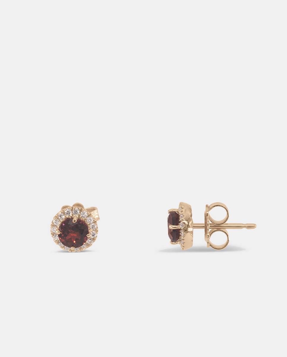 El Corte Inglés - Pendientes de oro, diamantes y rodolita.