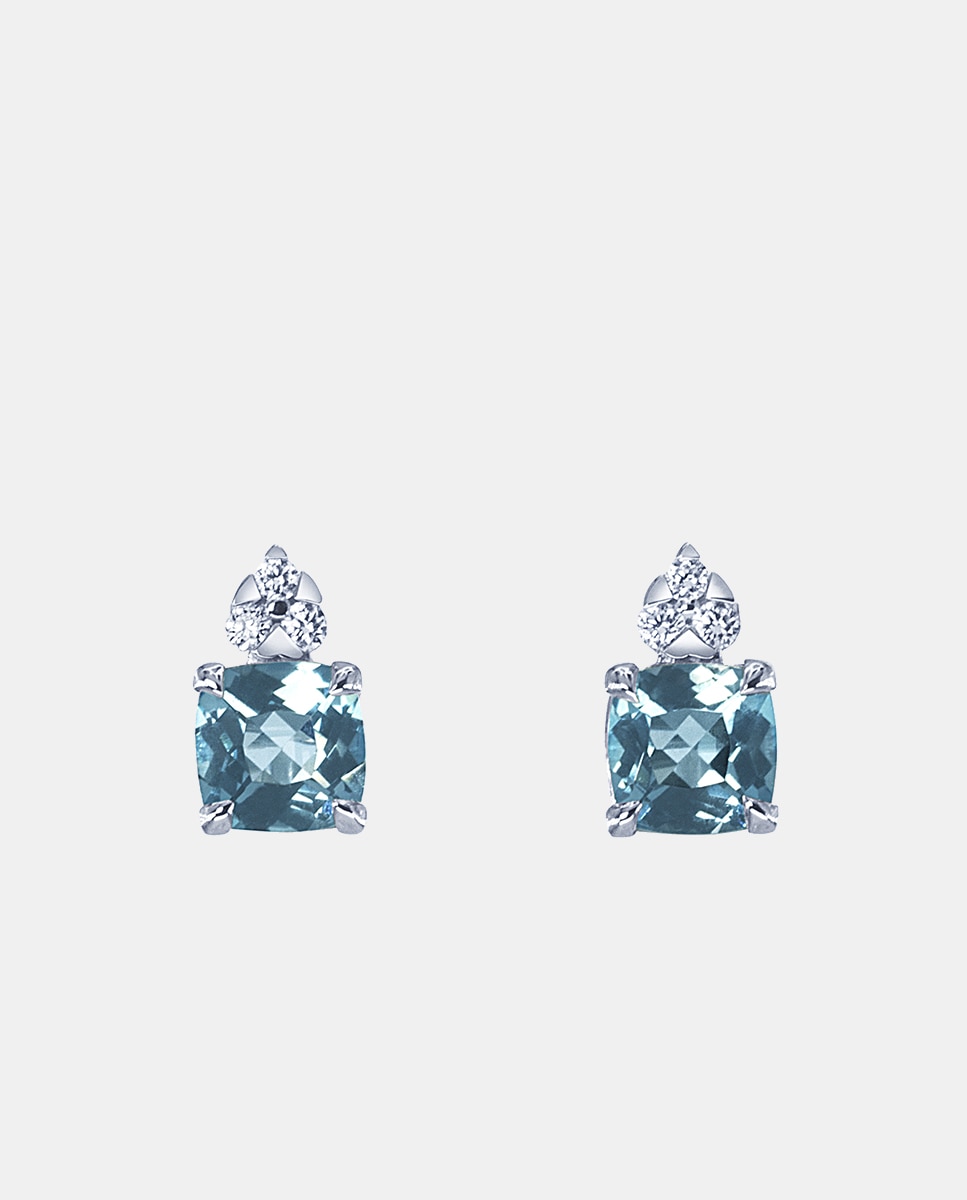 El Corte Inglés - Pendientes de oro con diamante y topacio Swiss.