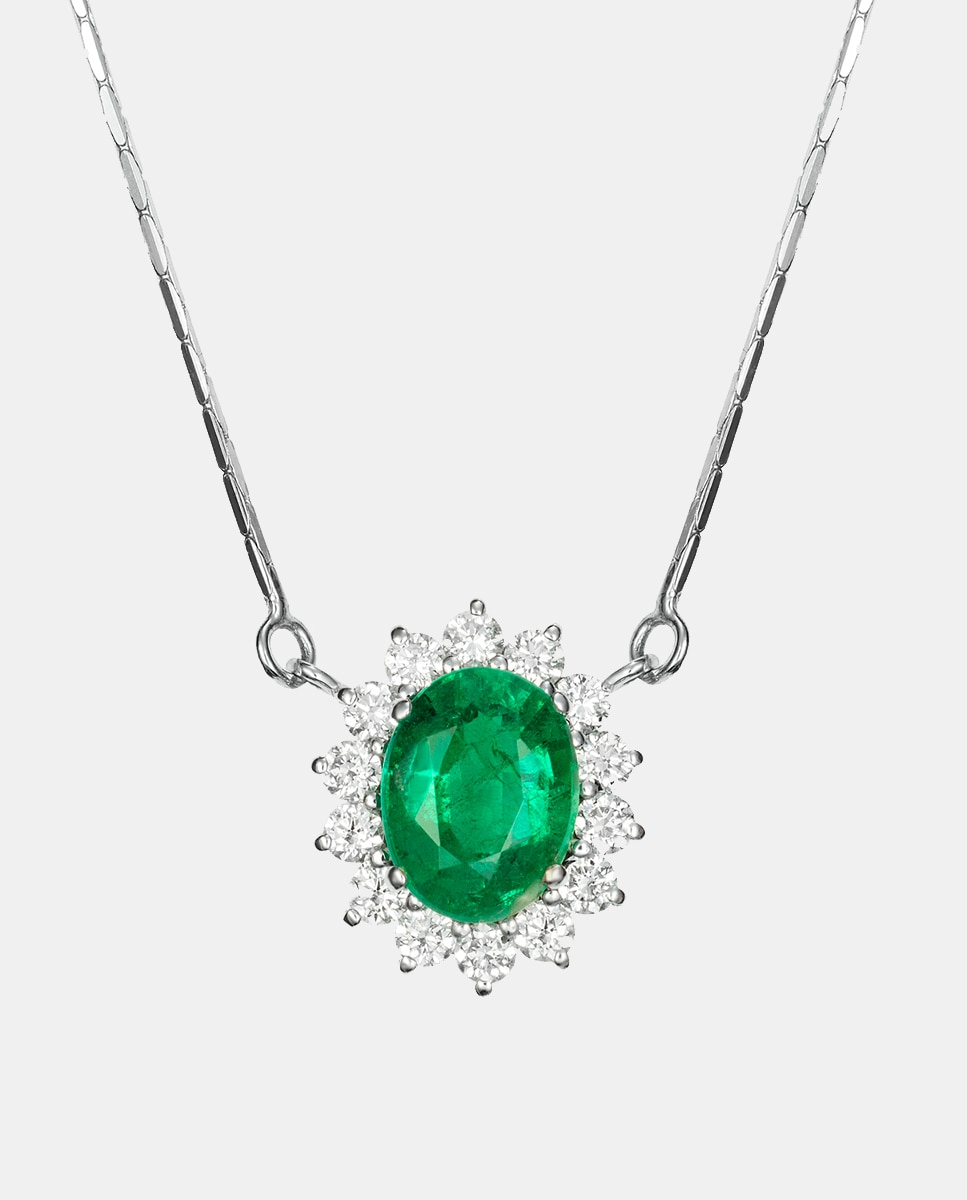 Imagen 0 de Collar de oro, diamante y esmeralda Verde
