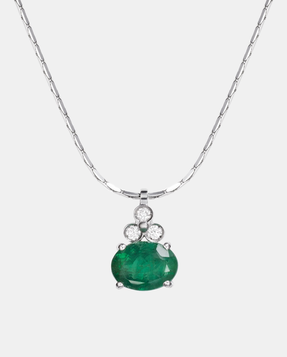 Colgante de oro con diamante y esmeralda - El Corte Inglés - Verde Verde-1