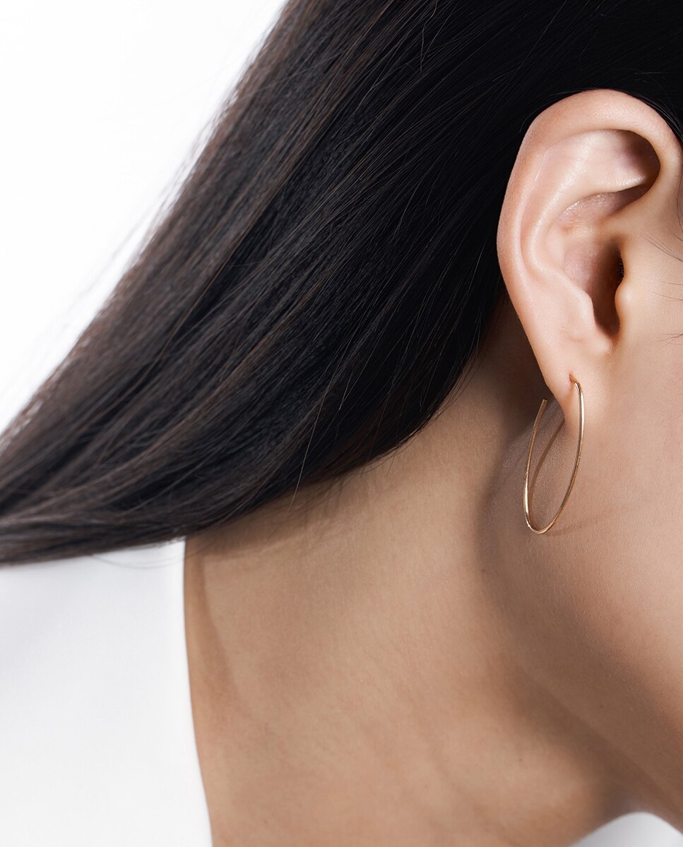 Pendientes de aro Ellipses & Seq de oro - Ginette NY - Rosa Rosa-2