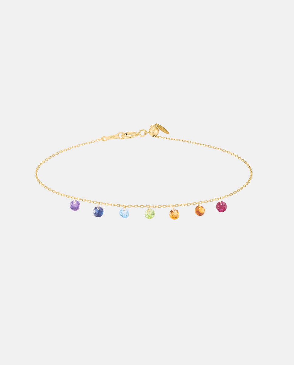 Pulsera de oro con multipiedras Multicolor-1