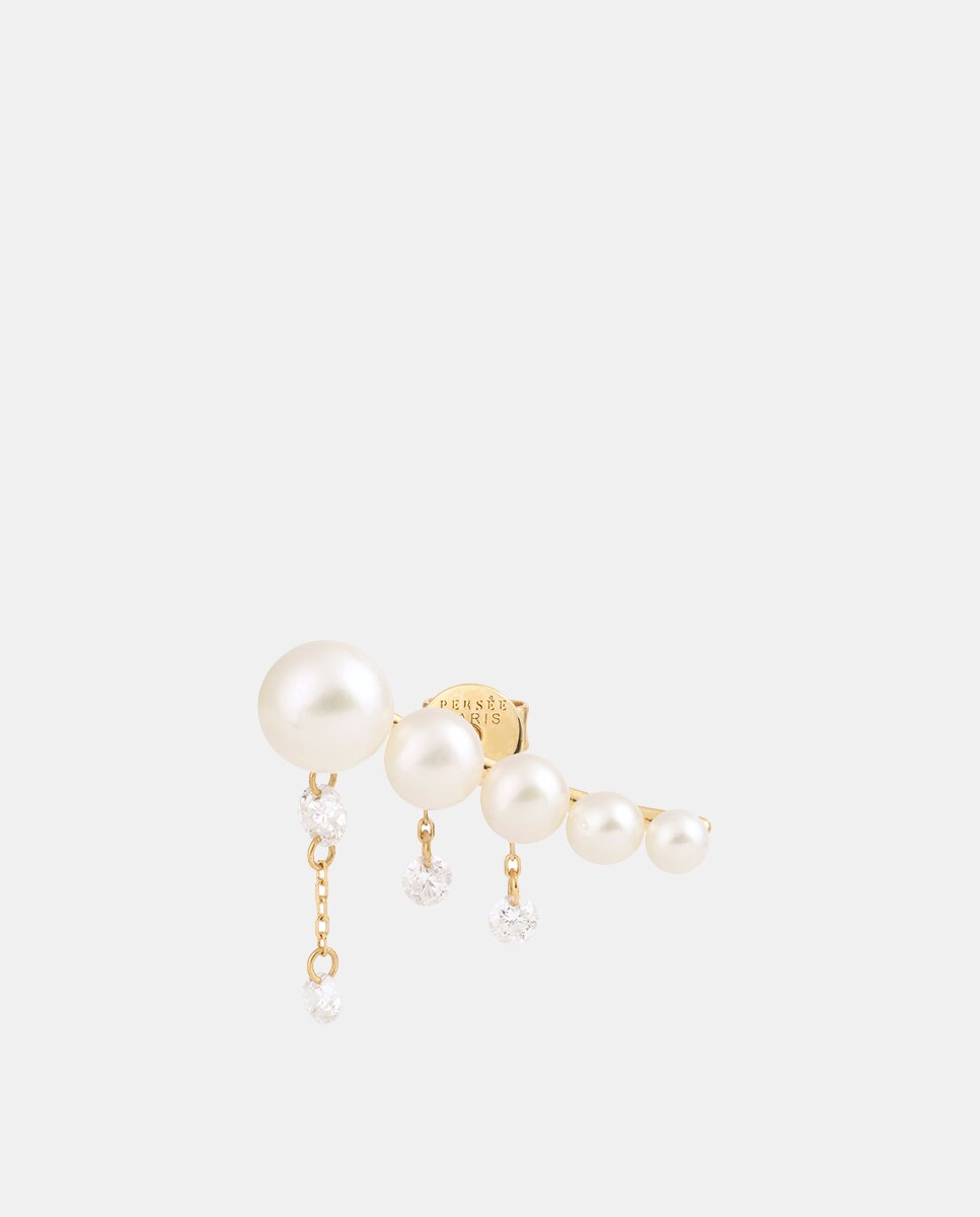 Persée - Piercing Aphrodite de oro y diamantes con perlas.
