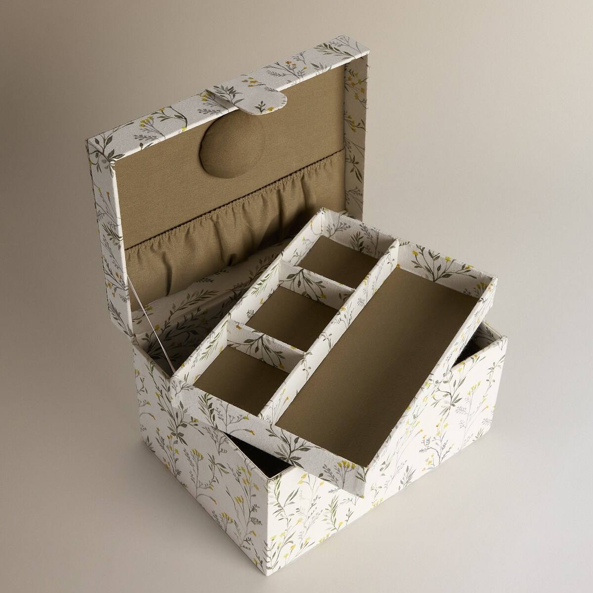 Caixa de Costura com Estampado Floral Verde-2