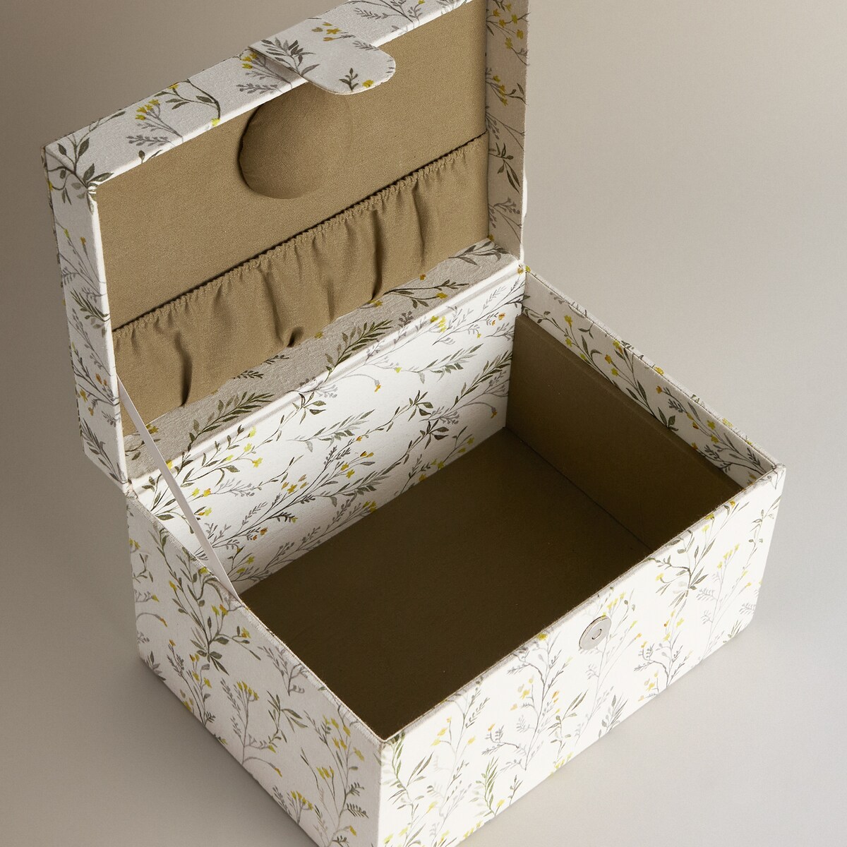 Caixa de Costura com Estampado Floral Verde-3