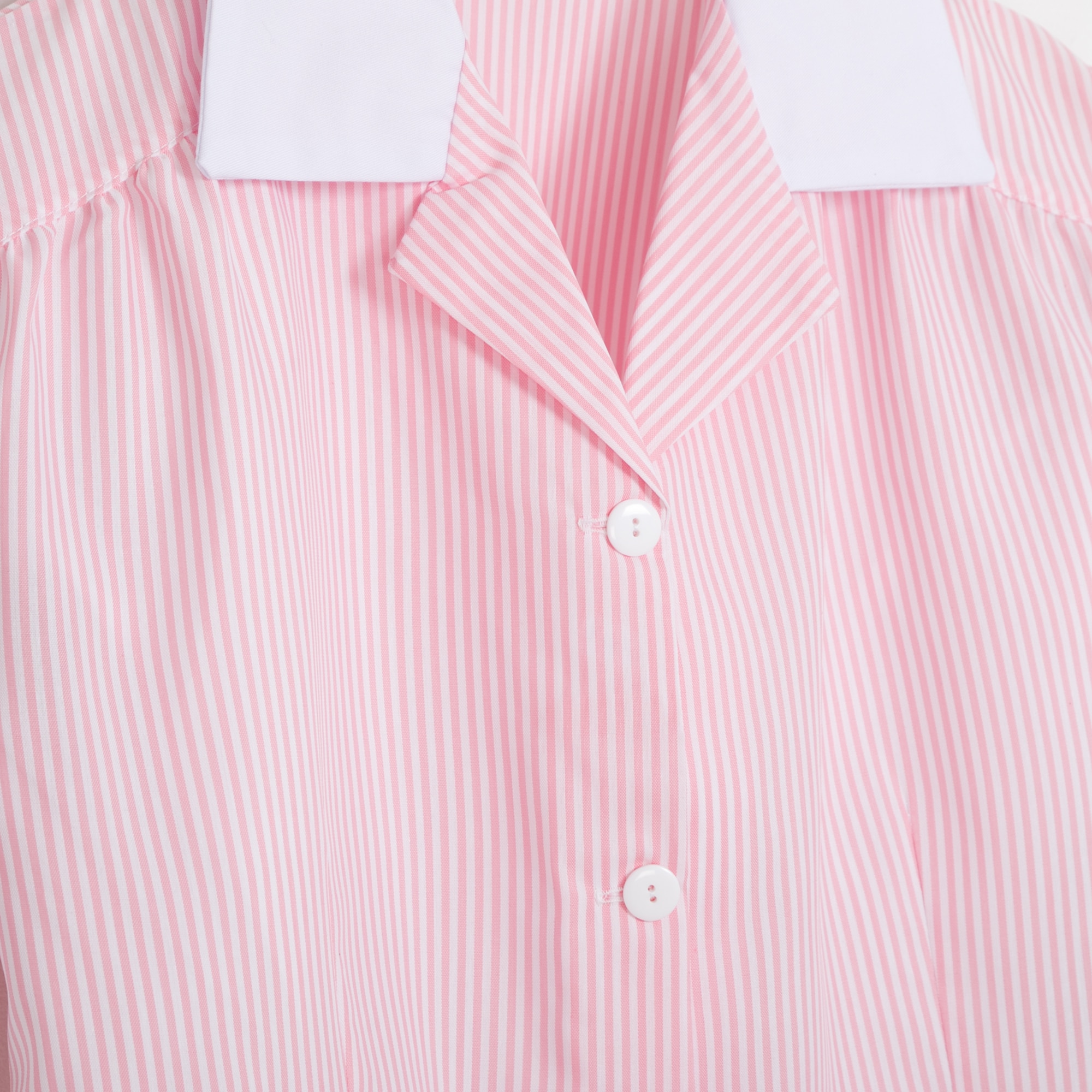 Casaco para Uniforme de Trabalho Doméstico às Riscas Lerma Rosa-3