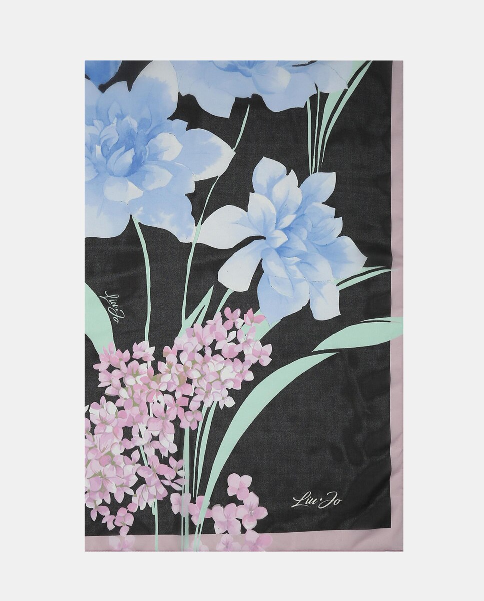 Écharpe com Estampado de Jardim Preto-1
