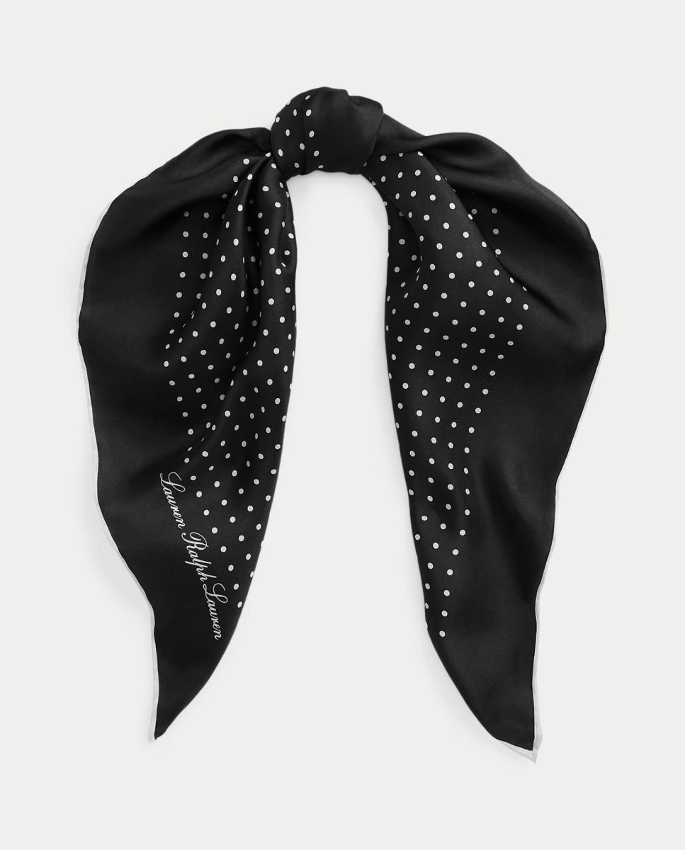 Lenço de Seda às Bolinhas Preto-2